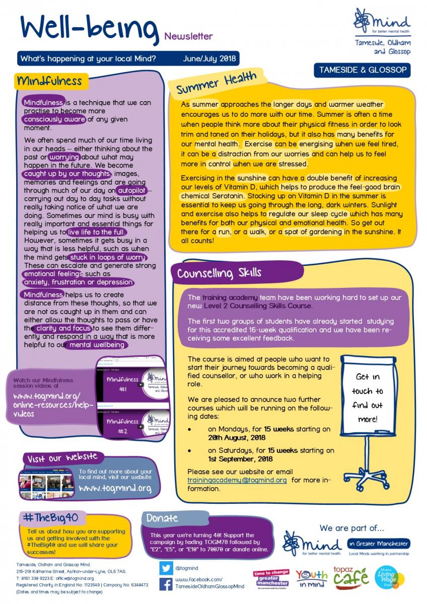Tameside Wellbeing Column - June / July - Click to view full size