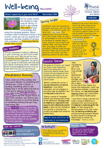Wellbeing Column - Tameside - March / April